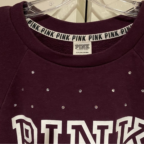 PINK Victoria's Secret Maroon Sweatshirt with Rhinestones - Picture 3 of 5